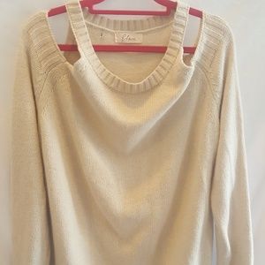 ELAN cream off the shoulder woman's sweater